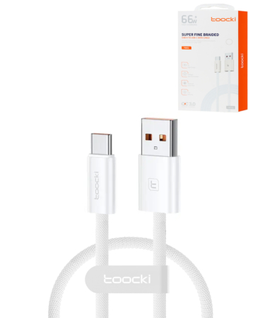 Toocki Braided USB A-C Fast Charging Data Cable (WHITE) (3ft) (66W) (Only Ground Shipping)