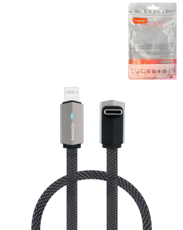 Toocki Car Series USB C-L Non-MFI Thick Braided Fast Charging Data Cable (GRAY) (3ft) (20W) (Only Ground Shipping)