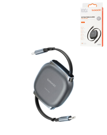 Toocki USB C-C Retractable Super Fast Charging Data Cable (3ft) (100W) (BLACK) (Only Ground Shipping)