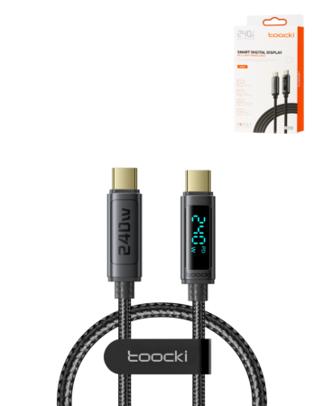 Toocki USB C-C Super Fast Charging Data Cable with Display (GRAY) (240W) (3ft) (Only Ground Shipping)