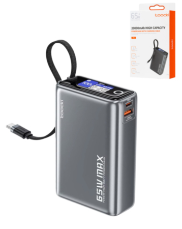 Toocki Energy Cube Power Bank with Built-In Cable and LCD Indicator (20000 mAh / 65W) (Only Ground Shipping)
