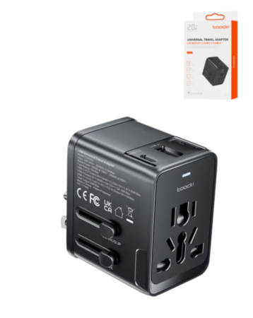 Toocki USB C+C+A US to Universal Converter Adapter (20W) (BLACK) (Only Ground Shipping)