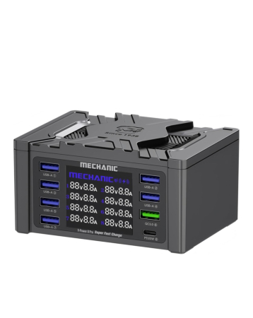 MECHANIC V-Power 8 Pro (110W) 8-Ports (7x USB A / 1X USB C) Digital Display High Power Quick Charger (Only Ground Shipping)