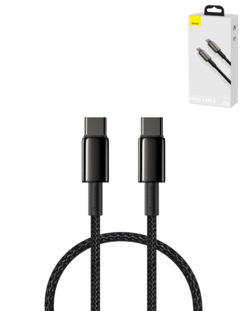 BASEUS USB C-C Tungsten Gold Fast Charging Data Cable (BLACK) (100w) (3ft) (Only Ground Shipping)