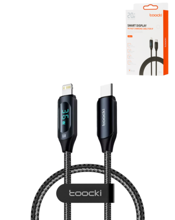 Toocki USB C-L Non-MFI Fast Charging Data Cable with Display (BLACK) (20W) (3ft) (Only Ground Shipping)
