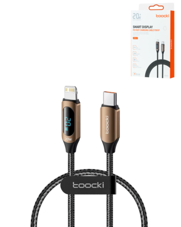Toocki USB C-L Non-MFI Fast Charging Data Cable with Display (BROWN) (3ft) (20W) (Only Ground Shipping)