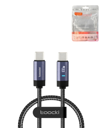 Toocki USB C-C Super Fast Charging Data Cable with Indicator Light (BLUE) (100W) (3ft) (Only Ground Shipping)