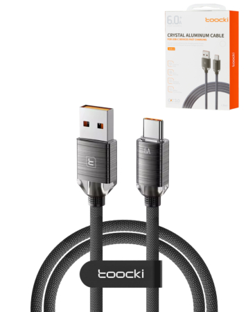 Toocki USB A-C Crystal Fast Braided Charging Data Cable (BLACK) (6ft) (66W) (Only Ground Shipping)