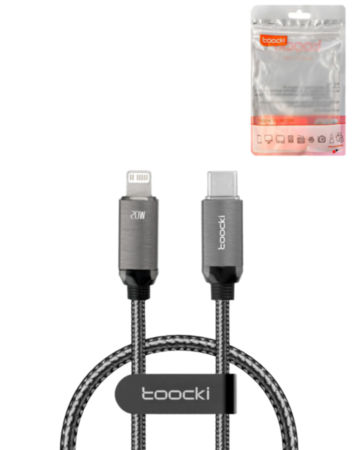 Toocki USB C-L Crystal Fast Braided Charging Data Cable NON MFI (BLACK) (3ft) (20W) (Only Ground Shipping)