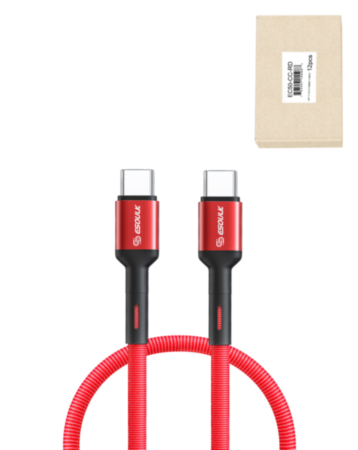 Esoulk USB C-C Braided Charging Cable (RED) (4ft) (30W) (Only Ground Shipping)
