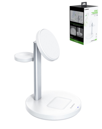 Esoulk 3in1 Magnetic Wireless Charging Stand (15W) (WHITE) (Only Ground Shipping)