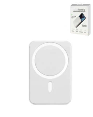 POMGEAR MagPower Portable Magnetic Wireless Power Bank (WHITE) (5000mAh) (Only Ground Shipping)