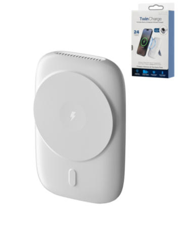 POMGEAR MagPower Deluxe Portable Magnetic Wireless Power Bank (WHITE) (5000mAh) (Only Ground Shipping)