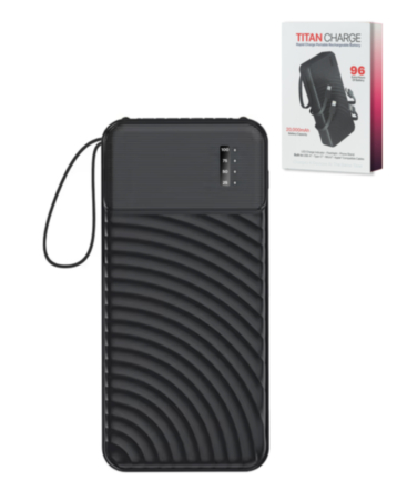 POMGEAR Titan Charge Portable Powerbank with Built in Cables (BLACK) (20000mAh) (Only Ground Shipping)