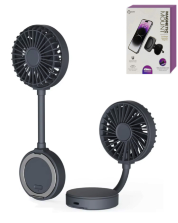 POMGEAR Aero Mate Bendable Magnetic Portable Fan with Magnetic Phone Stand (BLACK) (Only Ground Shipping)