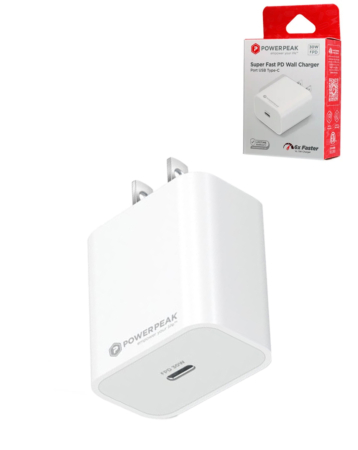 PowerPeak USB C Wall Charger (30W) (WHITE) (Only Ground Shipping)