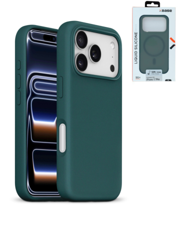 xBase by PowerPeak - Liquid Silicone Gel/Rubber MagSafe for iPhone 17 Pro (GREEN) (Only Ground Shipping)