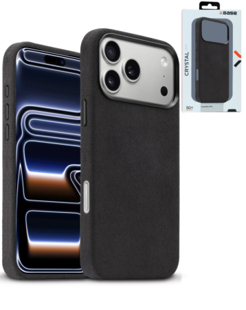 xBase by PowerPeak - Suede MagSafe Case for iPhone 17 Pro - (BLACK) (Only Ground Shipping)