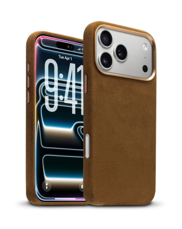 xBase by PowerPeak - Suede MagSafe Case for iPhone 17 Pro Max - (BROWN) (Only Ground Shipping)