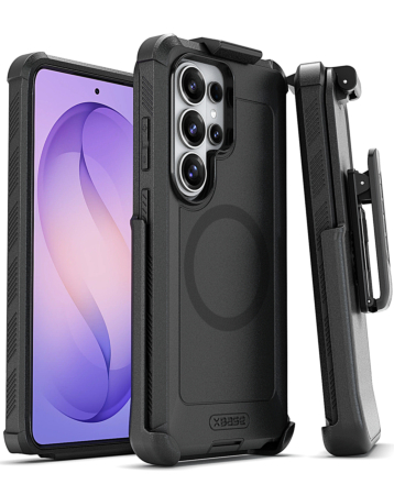 xBase by PowerPeak - Boulder Heavy-Duty MagSafe Co-Molded Rugged Protective Case w/ Belt Clip - (BLACK) for Galaxy S26 Ultra (Only Ground Shipping)