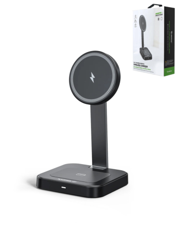 Esoulk 2-In-1 Magnetic Wireless Charger (15W) (BLACK) (Only Ground Shipping)