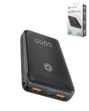 PowerPeak Dual USB Charging Ports Power Bank (BLACK) (5000 mAh) (Only Ground Shipping)