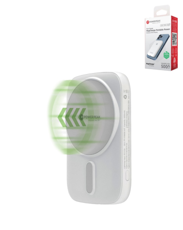 PowerPeak Wireless Charger Power Bank - (WHITE) (5000 mAh) (Only Ground Shipping)