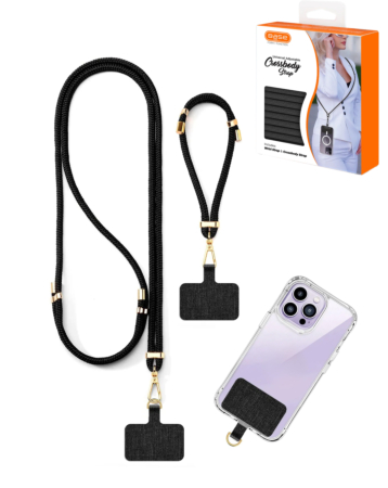 xBase by PowerPeak - Universal Adjustable Crossbody & Wrist Strap - (BLACK) (Only Ground Shipping)