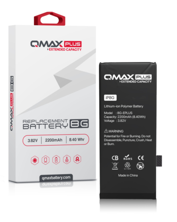 QMAX Plus Extended Capacity Replacement Battery for iPhone 8 (2200 mAh) (Only Ground Shipping)