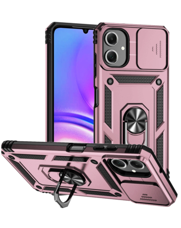 Dual Layers Hybrid Case with Metal Ring And Camera Protector - ROSE GOLD for Galaxy A07 (Only Ground Shipping)
