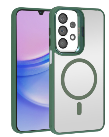 Thin Magnetic Clear Case with Camera Stand Kickstand - DARK GREEN for Galaxy A13 (Only Ground Shipping)