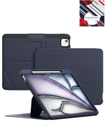 Magnetic Multi-Layers Protective Case with Pen Holder - DARK BLUE for iPad Air 13 2024 / Pro 12.9 (3rd / 4th / 5th / 6th) (Only Ground Shipping)