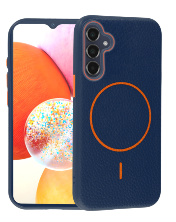 Magnetic Leather Soft Cases - BLUE & ORANGE for Galaxy A14 (Only Ground Shipping)