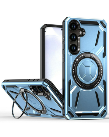 Full-Body Rugged Shockproof Case with Built-in Ring Holder - BLUE for Galaxy A14 4G/5G (Only Ground Shipping)