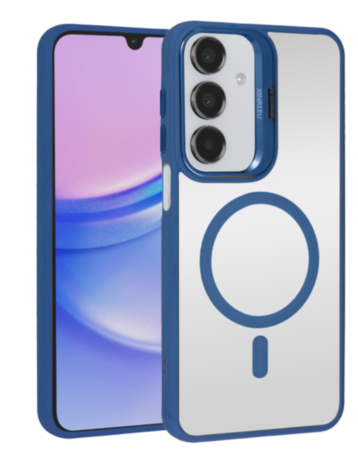 Thin Magnetic Clear Case with Camera Stand Kickstand - DARK BLUE for Galaxy A15 (Only Ground Shipping)