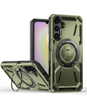 Full-Body Rugged Shockproof Case with Built-in Ring Holder - GREEN for Galaxy A15 (Only Ground Shipping)