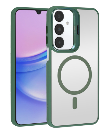 Thin Magnetic Clear Case with Camera Stand Kickstand - DARK GREEN for Galaxy A16 (Only Ground Shipping)