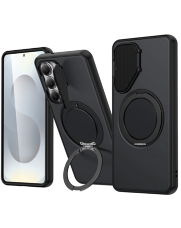 Flip Lens Cover Case with MagSafe Ring Kickstand (BLACK) for Galaxy A16 / A17 / A26 (Only Ground Shipping)