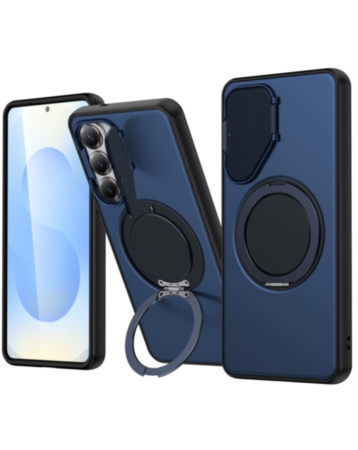 Flip Lens Cover Case with MagSafe Ring Kickstand (NAVY BLUE) for Galaxy A16 / A17 / A26 (Only Ground Shipping)
