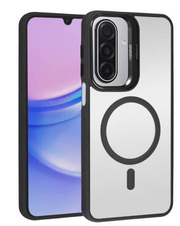 Thin Magnetic Clear Case with Camera Stand Kickstand - BLACK for Galaxy A17 (Only Ground Shipping)