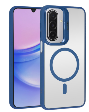 Thin Magnetic Clear Case with Camera Stand Kickstand - DARK BLUE for Galaxy A17 (Only Ground Shipping)