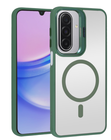 Thin Magnetic Clear Case with Camera Stand Kickstand - DARK GREEN for Galaxy A17 (Only Ground Shipping)