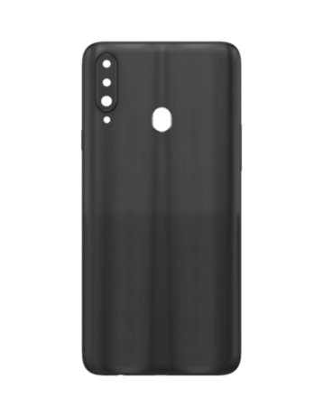 Back Glass with Camera Lens and Adhesive for Galaxy A20S (A207 / 2019) (NO LOGO) (BLACK)