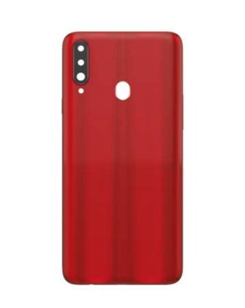 Back Glass with Camera Lens and Adhesive for Galaxy A20S (A207 / 2019) (NO LOGO) (RED)