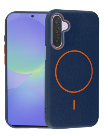 Magnetic Leather Soft Cases (WAYNE BLUE & ORANGE) for Galaxy A36 (Only Ground Shipping)