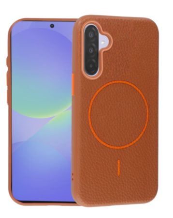 Magnetic Leather Soft Cases (GOLDEN BROWN) for Galaxy A36 (Only Ground Shipping)