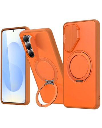 Flip Lens Cover Case with MagSafe Ring Kickstand (ORANGE) for Galaxy A36 / A56 (Only Ground Shipping)