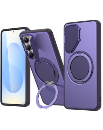 Flip Lens Cover Case with MagSafe Ring Kickstand (PURPLE) for Galaxy A36 / A56 (Only Ground Shipping)