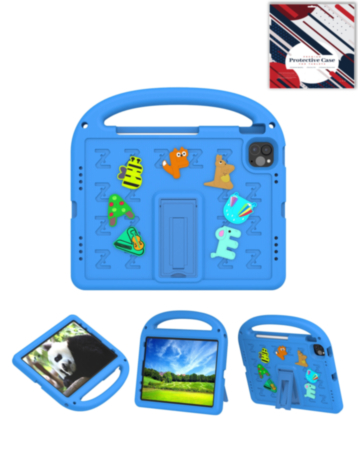 Shockproof Handle Case with Charms (BLUE) for iPad Air 4 / Air 5 / Air 6 (Only Ground Shipping)