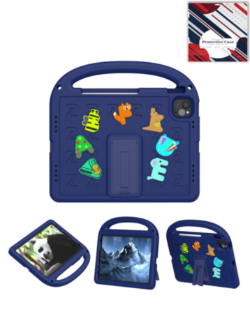 Shockproof Handle Case with Charms (NAVY BLUE) for iPad Air 4 / Air 5 / Air 6 (Only Ground Shipping)